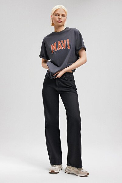 Mavi Logo Printed Dark Gray T-Shirt Oversize / Wide Cut 1600843-82185