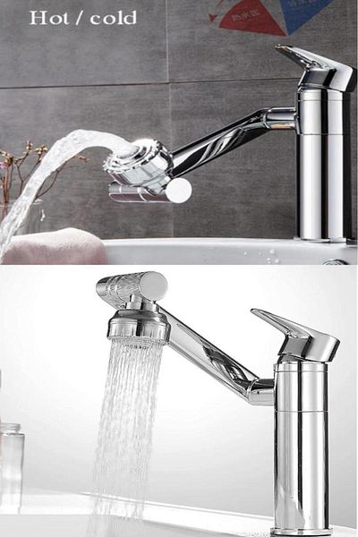 optana Modern Chrome Robotic Movable Swivel Dish Sink Sink Faucet Kitchen Bathroom Faucet Long Head