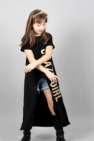 Hilal Akıncı Kids Girl's Denim Shorts Tunic Double Set