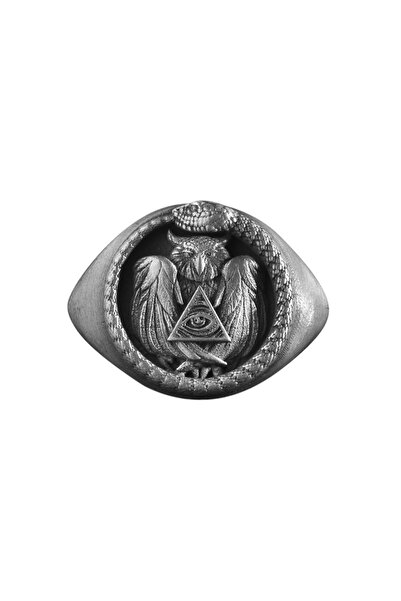 Bysilverstone Ouroboros Yılan, Baykuş Ve Masonik Göz Gümüş Yüzük