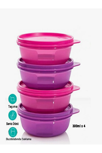 CANDAN TİCARET Tupperware Refrigerator Storage Containers Set of 4 (300 ml)