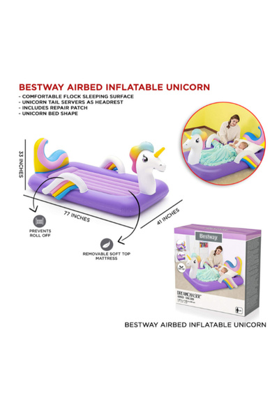 BESTWAY سرير هوائي دريم تشيسر يونيكورن 196 سم × 104 سم × 84 سم 26-67713