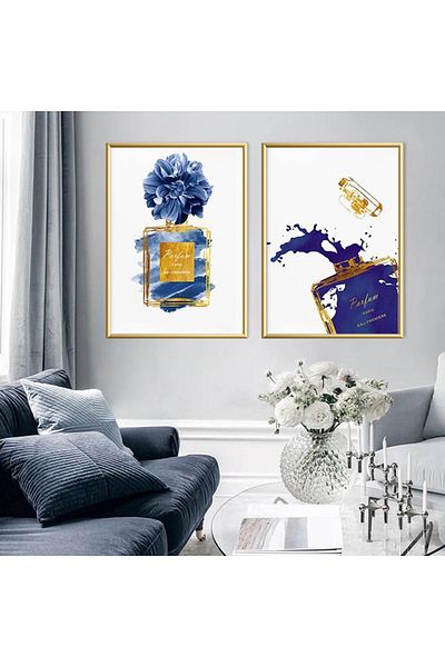 Linacci Set de masă din sticlă de modă cu parfum cu cadru dublu din metal auriu