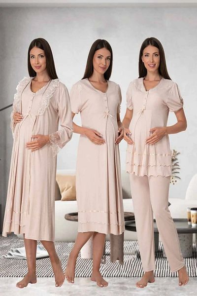 by İGP Maternity Maternity Nightgown Dressing Gown Pajamas Set of 4