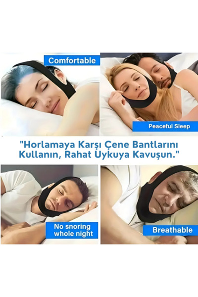 UVERTE Çene Kapatma Bandajı Horlamama Önleyici Bant Maske Çene Kemeri Destekli Horlama Bandı Uyku Aparatı