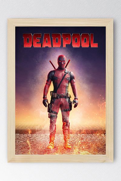 Saturn Deadpool Framed Painting - Marvel Movie Poster Painting