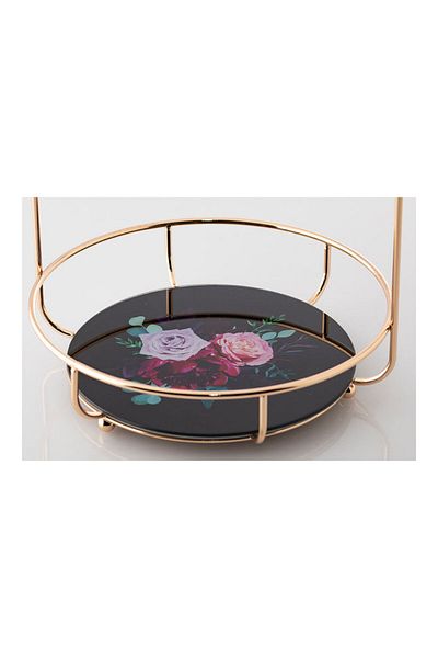 Dania Serving Plate with Dessert Holder One Floor Black/Gold 25 x 25 x 32cm