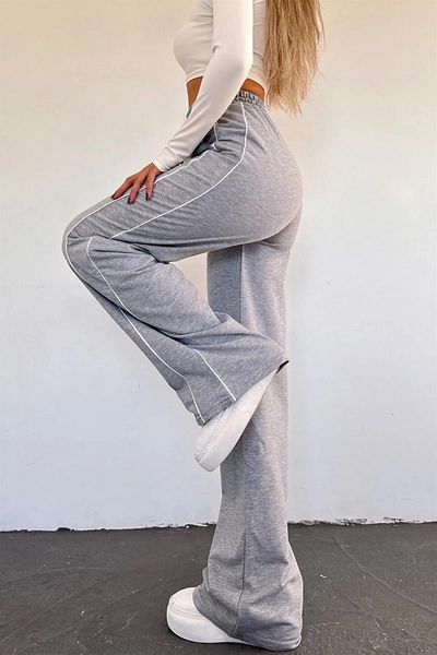 AtegeWear Pantaloni de sport Harajuku cu fermoar alb supradimensionați cu dungi