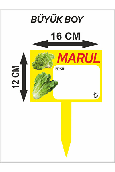 çavuşoğlu etiket 16x12 Ebat Marul Sebze Manav Market Yazılıp Silinebilir Sapl...