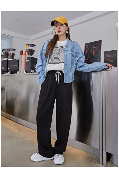 CAONNES Μαύρο Φαρδύ Παντελόνι και Φούτερ με Ελαστικό και Άνετο Ύφασμα - ŞAH M...