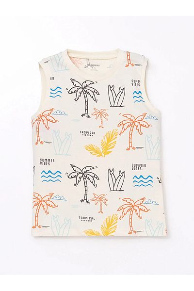 LC Waikiki Lcw Kids Anthracite Crew Neck Printed Boys' Undershirt Set of 2