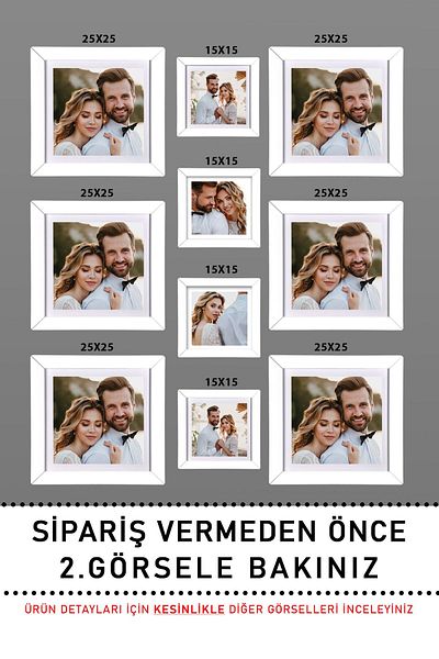 yhfoto 6 Pieces 25x25 - 4 Pieces 15x15 Mdf Frame - White Multiple Frame
