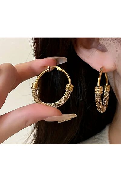 shop Vintage Steel Earring and Goldbrand Hoop