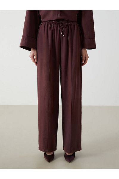 LC Waikiki Straight Wide Leg Women's Trousers with Elastic Waist