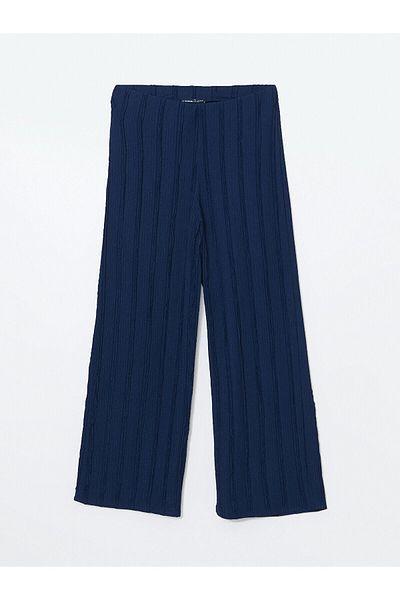 LC Waikiki Elastic Waist Textured Wide Leg Women's Trousers