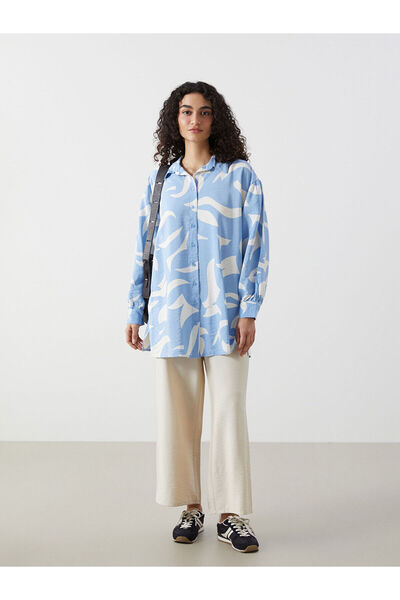 LC Waikiki Γυναικείο παντελόνι LCW Modest Beige με ελαστική μέση και φαρδιά μ...