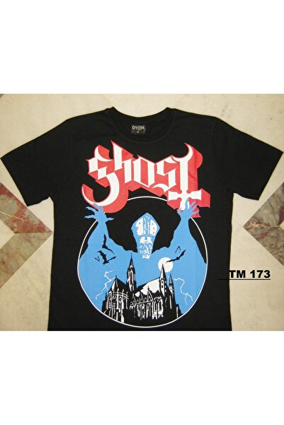 Aesthia Tricou negru cu imprimeu Ghost, cu croială relaxată