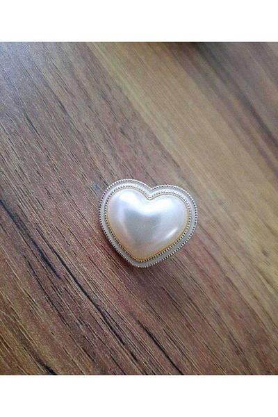 Beyna White Enameled Heart Metalized Button with Crystal Edge - 1.5 Cm, 1 Pack 4 Pieces