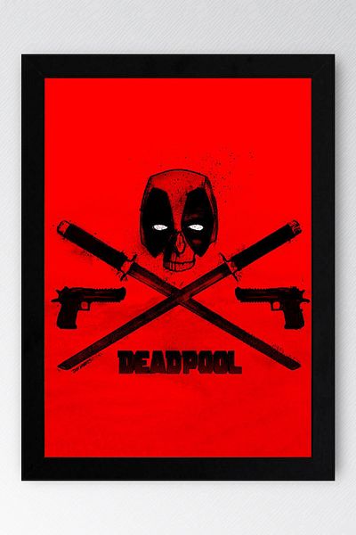Saturn Deadpool Logo Framed Painting - Marvel Movie Poster Painting