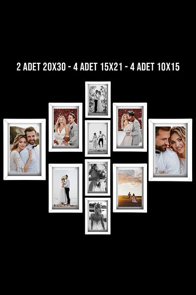 yhfoto Multiple Frame Wooden MDF Plexiglass Photo Frame - 2 Pieces 20x30 - 4 Pieces 15x21 - 4 Pieces 10x15