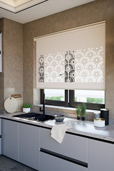 Genel Markalar Lazer Kesim Mat Stor Perde, Lazer Kesimli Modern Serisi, M-121...