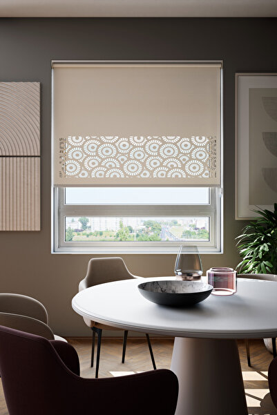 Genel Markalar Lazer Kesim Mat Stor Perde, Lazer Kesimli Modern Serisi, M-201...