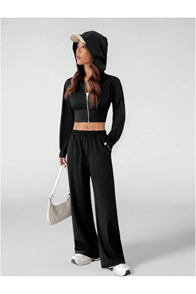 CAONNES Pantaloni negri pentru femei, mărime mare, cu croială lejeră - Pantal...