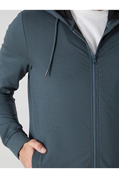LC Waikiki LCWAIKIKI Basic Kapüşonlu Uzun Kollu Erkek Fermuarlı Sweatshirt
