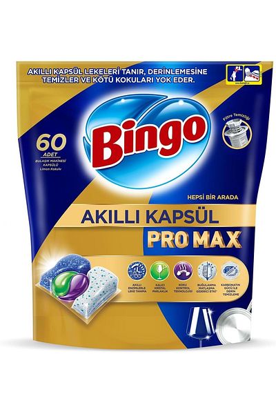 Bingo Pro Max Smart Capsule - 180 Pieces of Lemon Scented Dishwasher Detergent Tablets (3Pk*60)
