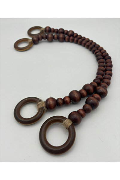 İSTANBUL SANDALET Ahşap Boncuklu Çanta Sapı 48 Cm 2 Adet Ahşap Çanta Askısı Tutamnağı