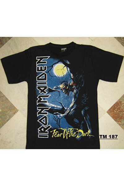 Aesthia Tricou negru cu imprimeu Iron Maiden, cu croiala relaxata