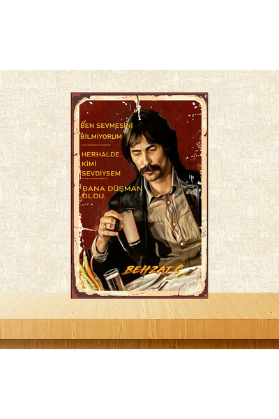TAKIFİX Behzat Ç Sözler Temalı 20 x 30 CM MDF Ahşap Duvar Tablosu Arkasından ...