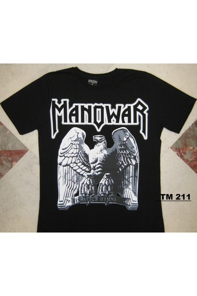 DEEFWEAR Manowar Printed Black Casual Relaxed Fit T-Shirt