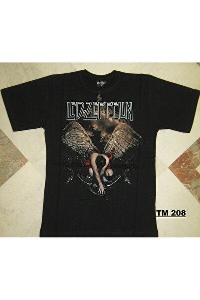 Aesthia Led Zeppelin majica sa crnim ležernim krojem i printom
