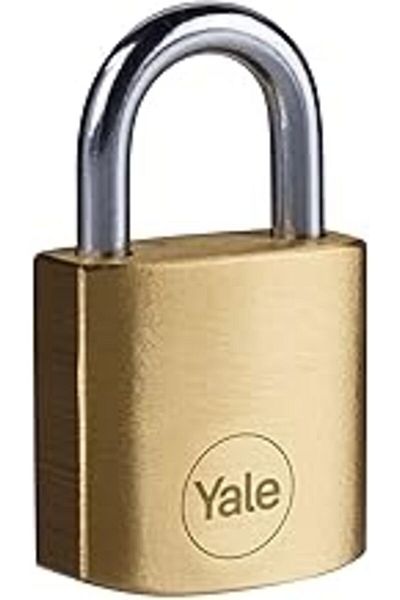 Ercanstore Yale Y110B/25/113/1 - 25mm Brass Padlock - 3 Keys - Standard Protection - Steel Ring