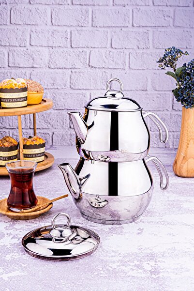 Bambum طقم إبريق شاي سادة بمقبض فولاذي