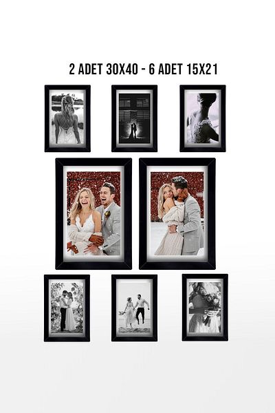 yhfoto 2 Pieces 30X40 - 6 Pieces 15X21 Black Mdf Pvc Photo Frame