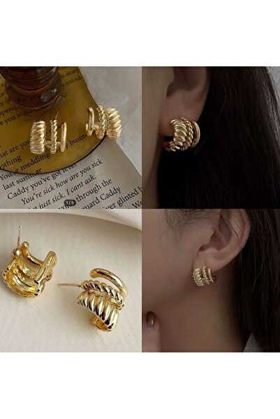 mos&more Gold Çoklu Görünümlü Halka Kadın Küpe