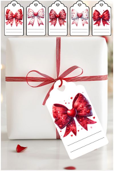 Hiras Dizayn 40Pcs 5X9Cm with Bow Hollowed Out Shake Sticker Thank You Card Valentine's Day Heart Clothing Packing Card