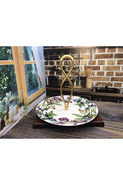 CNS HOME Porselen Tek Katlı Sunumluk, Kurabiyelik, Kahvaltılık, Şekerlik, Pas...