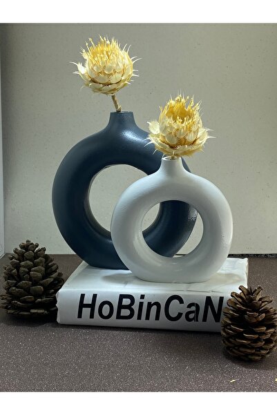 BLANJ Bohem ikili halka vazo Andasit-açık gri