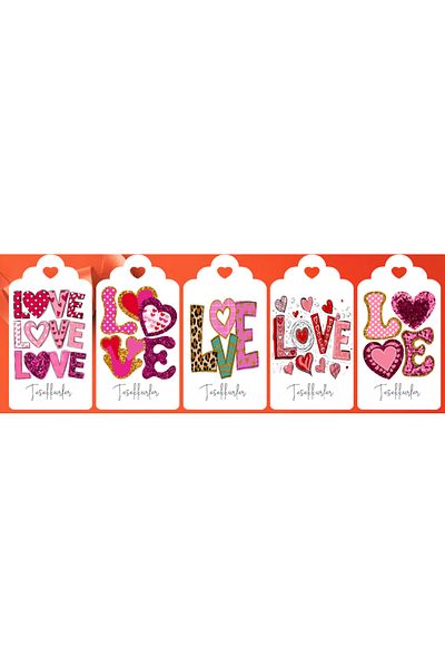 Hiras Dizayn 40Pcs 5X9Cm Love Perforated Shake Sticker Thank You Card Valentine's Day Heart Clothing Packing Card