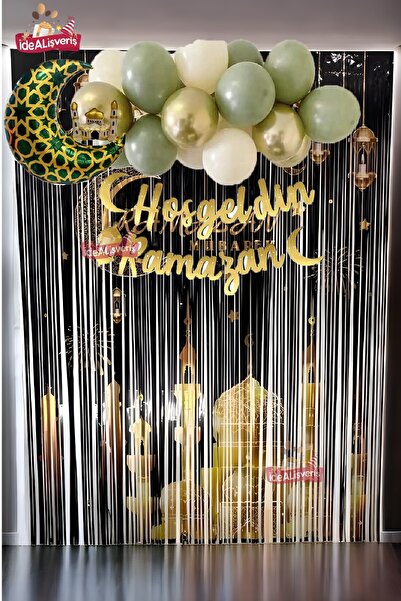 Bkmc Dobrodošli u Ramadan - Pisan zeleni Folo balon kalup, set zlatnih balon ...