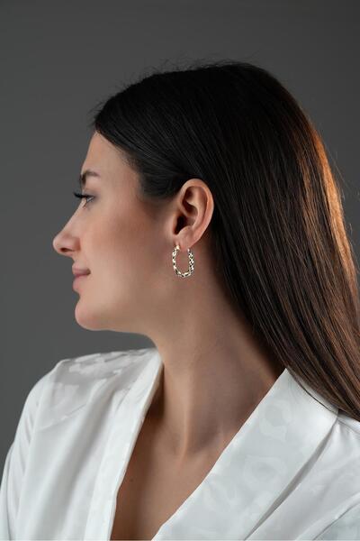 Nereze 925 Ayar Gümüş Çift Renk U Model Burgu Küpe