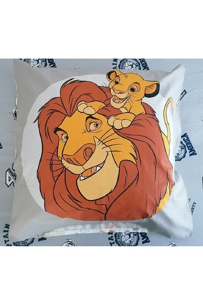Taç 65X65 Cm. 100% Cotton Crown Lion King Throw Pillow Cover - Ranforce