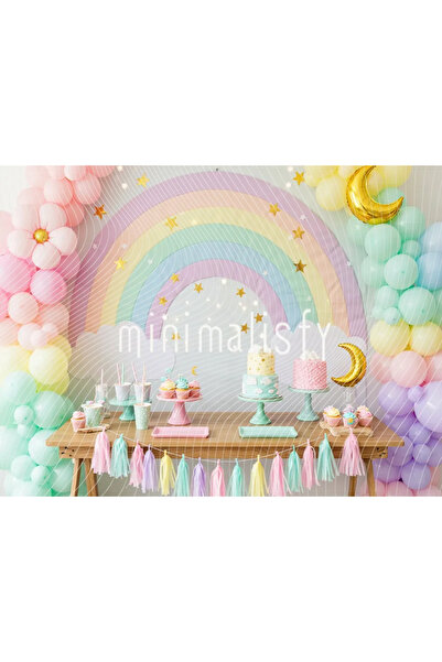 Minimalisfy Renkli Gökyüzü Arka Planı: 200x150cm, Parti ve Kutlamalar İçin St...