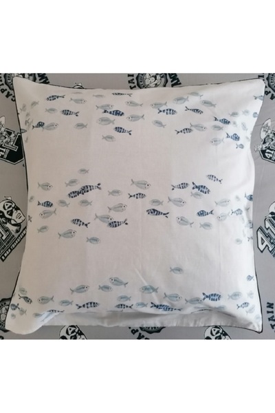 Taç 65X65 Cm. 100% Cotton Ranforce - Crown Whale Throw Pillow Cover