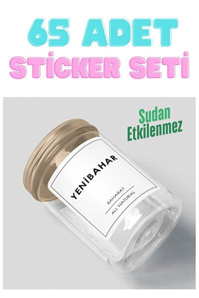 Sticksy Baharat Kavanoz 65'li Sticker Etiket Seti , Sudan Etkilenmez Baharat ...