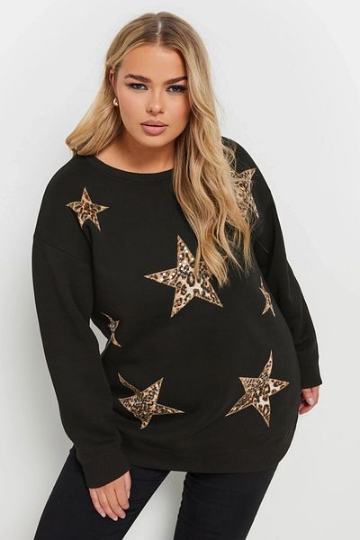 Stil Diva Plus Size Long Sleeve Crew Neck Sequin Embroidered Sweatshirt 303833