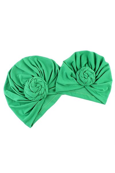 OEM Set turbane mama-copil cu pampoane, verde